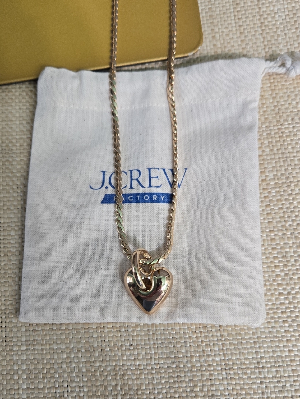 J. Crew Gold Heart Link Necklace with Twisted Chain